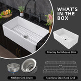 Miuara Farmhouse Sink - 33 Inch Fireclay White Farmhouse Sink Large & Deep Apron Front Kitchen Sink Single Bowl Undermount Farm Sink 33x18x10 with Custom Bottom Grid & Kitchen Sink Strainer - Miuara LLC