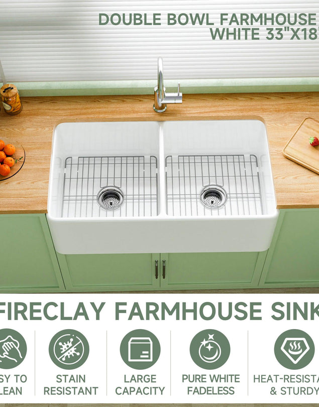 Miuara Farmhouse Sink Farm Sink Undermount Kitchen Sinks Fireclay Sink Decor Fluted Apron Sink - Miuara LLC