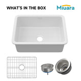 Miuara White Kitchen Sink Drop In Fireclay Wet Bar Sink Dual Mount Single Bowl Bar Sink Topmount Undermount Kitchen Sink - Miuara LLC