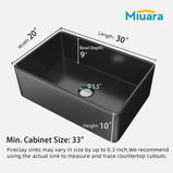 Miuara Black Farmhouse Sink 30 Inch x 20 Inch Fireclay Apron Front Farmhouse Kitchen Sink Undermount Kitchen Sink Large Deep Single Bowl Farm Sink with Custom Bottom Grid & Farmhouse Sink Strainer - Miuara LLC