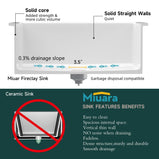 Miuara White Kitchen Sink Drop In Fireclay Wet Bar Sink Dual Mount Single Bowl Bar Sink Topmount Undermount Kitchen Sink - Miuara LLC