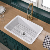 Miuara White Kitchen Sink Drop In Fireclay Wet Bar Sink Dual Mount Single Bowl Bar Sink Topmount Undermount Kitchen Sink - Miuara LLC