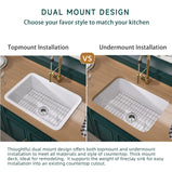 Miuara White Kitchen Sink Drop In Fireclay Wet Bar Sink Dual Mount Single Bowl Bar Sink Topmount Undermount Kitchen Sink - Miuara LLC